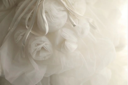 White sling heavy irregular multi-layered skirt mesh fluffy princess wedding dress P2832