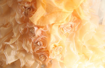 Chic orange heart-shaped neckline handmade flower beading irregular layered skirt A-line wedding dress P2841