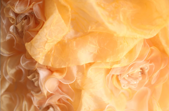 Chic orange heart-shaped neckline handmade flower beading irregular layered skirt A-line wedding dress P2841