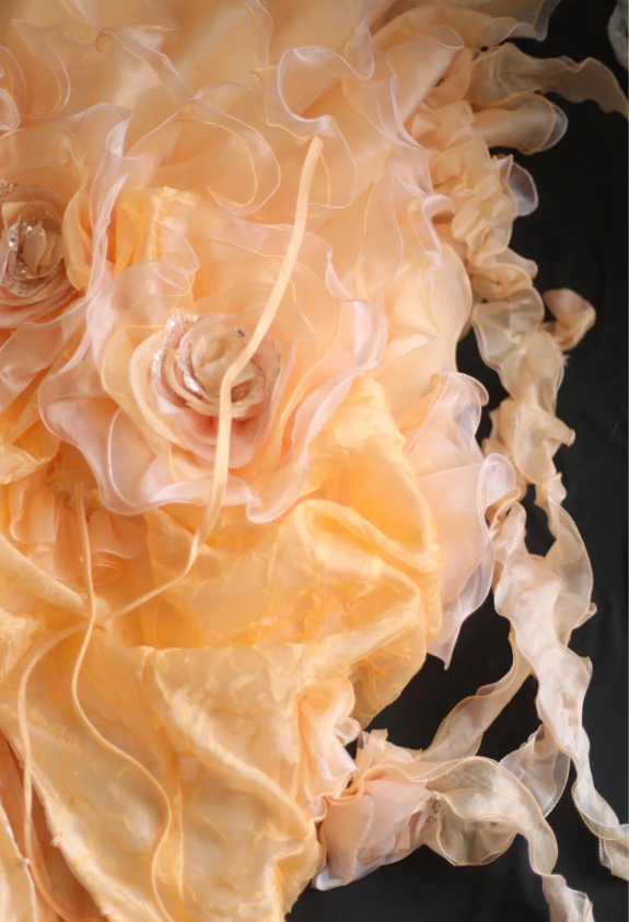 Chic orange heart-shaped neckline handmade flower beading irregular layered skirt A-line wedding dress P2841