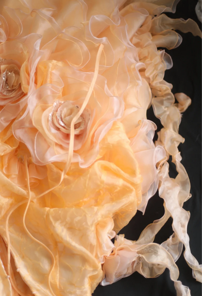 Chic orange heart-shaped neckline handmade flower beading irregular layered skirt A-line wedding dress P2841