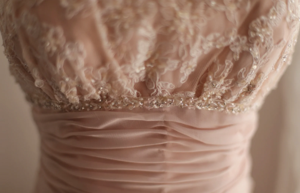 Retro Princess Pink Tube Top Irregular Puff Wedding Dress P2846