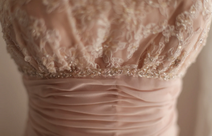 Retro Princess Pink Tube Top Irregular Puff Wedding Dress P2846