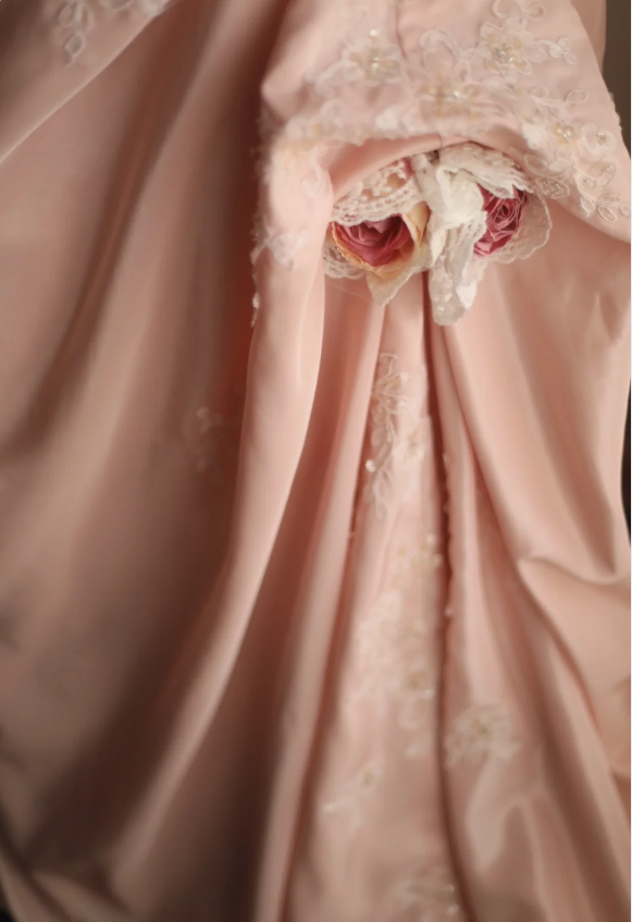 Retro Princess Pink Tube Top Irregular Puff Wedding Dress P2846