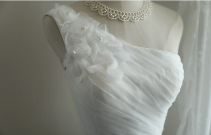 Elegant white flower retro palace slim fishtail tulle wedding dress P2854