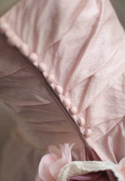 Princess Pink Tulle Irregular Skirt Puffy Floor-length Wedding Dress P2857