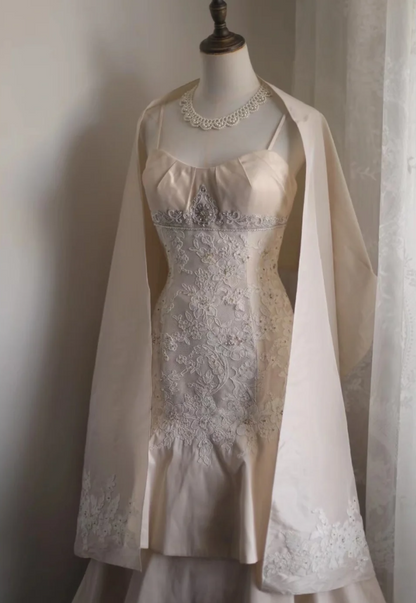 Retro palace soft light pink skirt cake layered wedding dress P2860