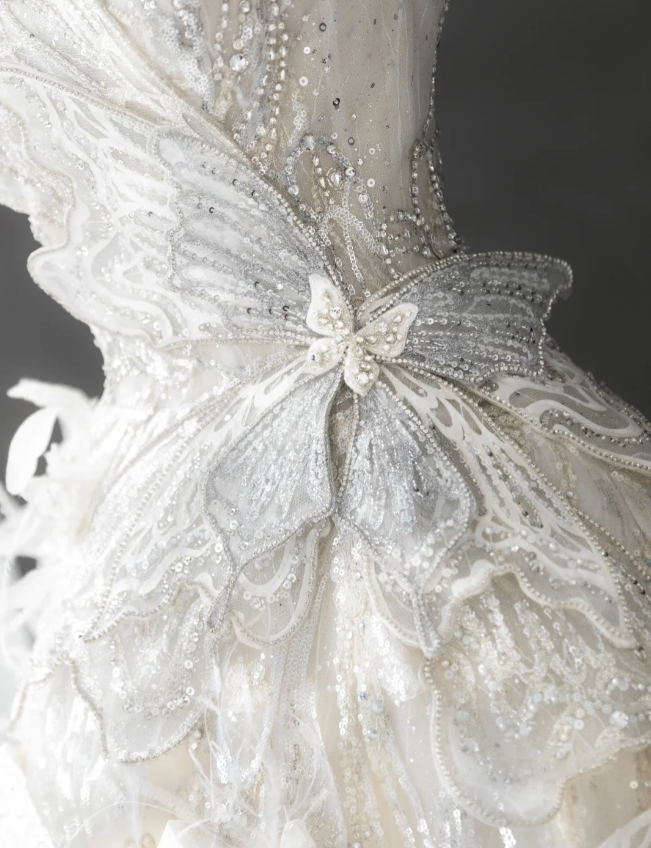 Dreamy 3D Butterfly Tulle A-Line Wedding Dress P2887