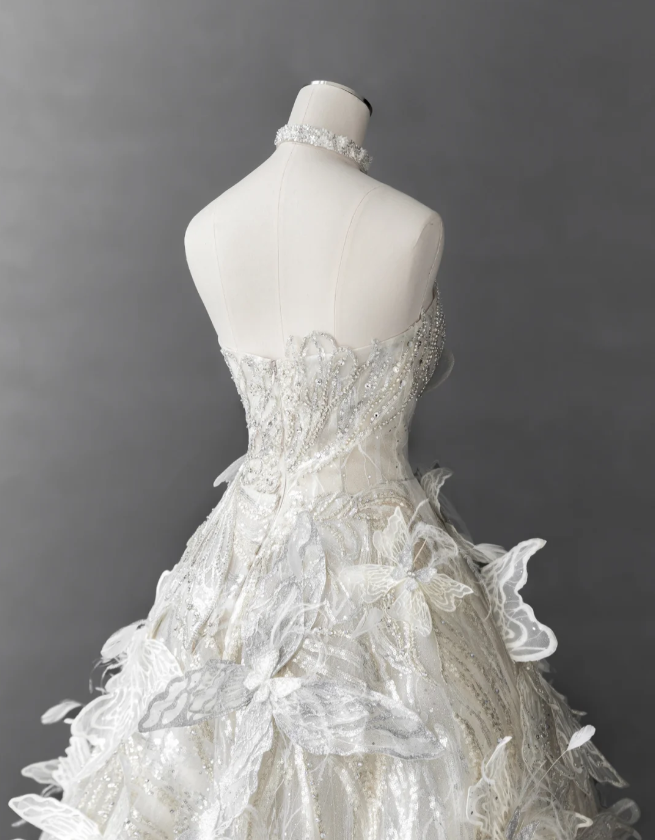 Dreamy 3D Butterfly Tulle A-Line Wedding Dress P2887