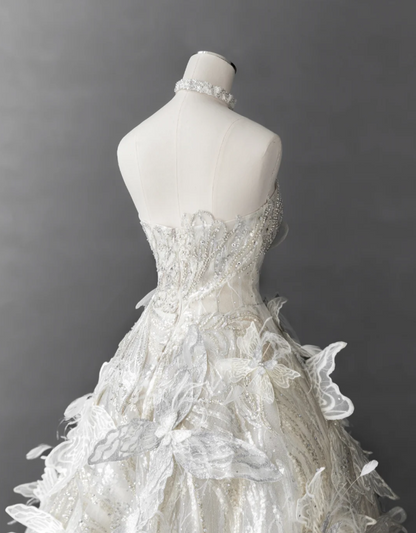 Dreamy 3D Butterfly Tulle A-Line Wedding Dress P2887