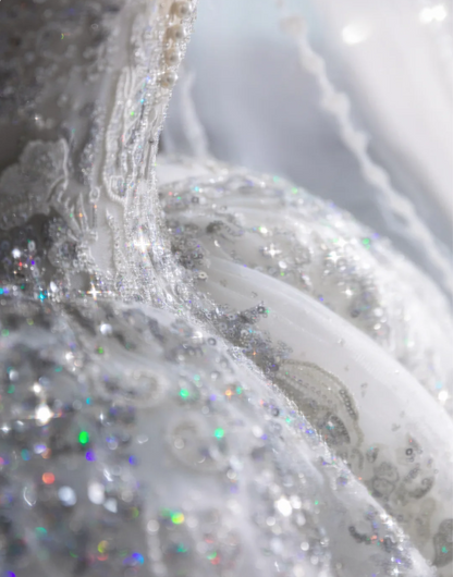 Starry Sky Sequin Lace Luxurious Fluffy Floor-Length Wedding Dress P2893