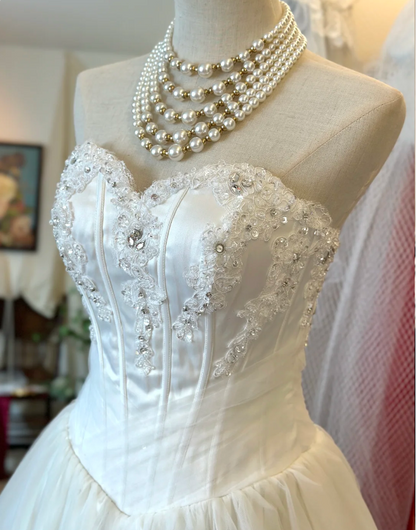 Elegant and simple sweetheart neckline satin tulle splicing back tie floor-length wedding dress P2921