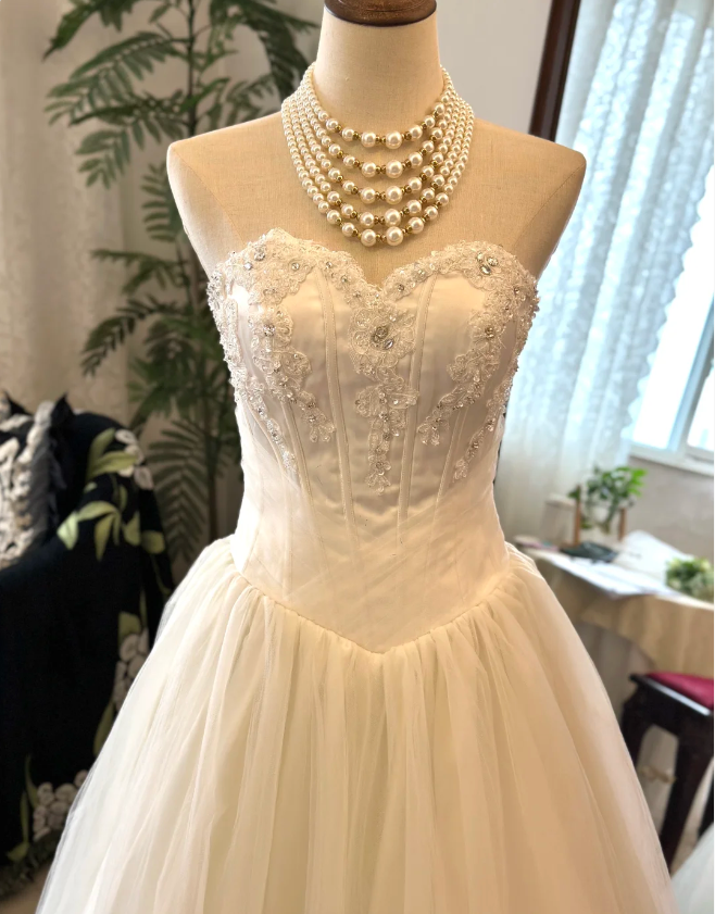 Elegant and simple sweetheart neckline satin tulle splicing back tie floor-length wedding dress P2921