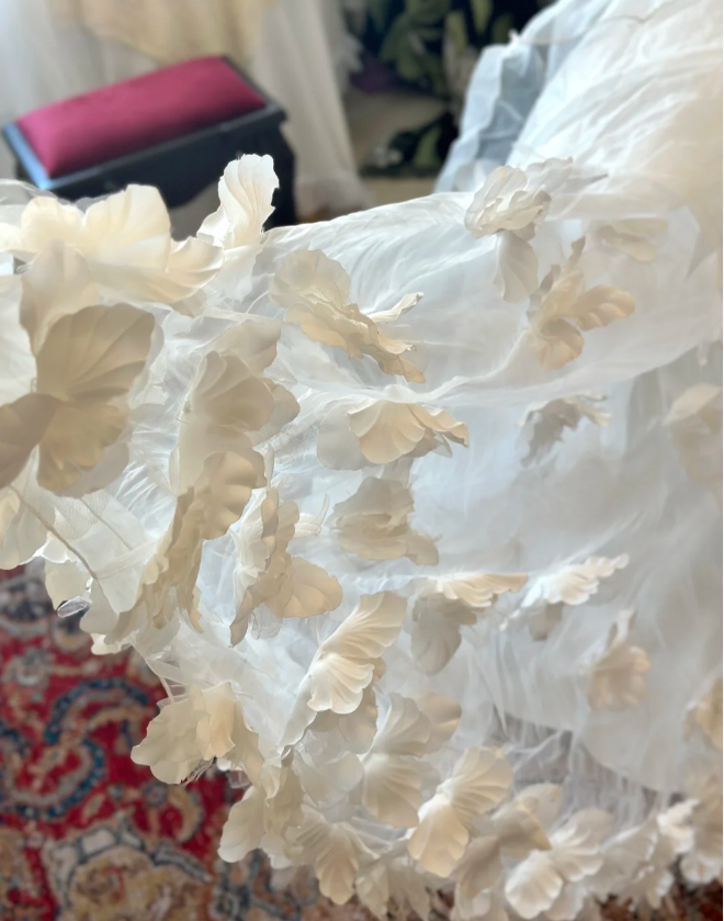 Elegant Halter Neck Floral Tulle A-Line Floor-Length Wedding Dress P2929