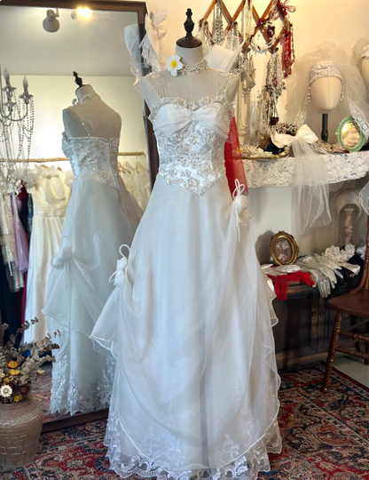 Elegant Camellia White Strap Sequined Floor-Length Wedding Dress P2930