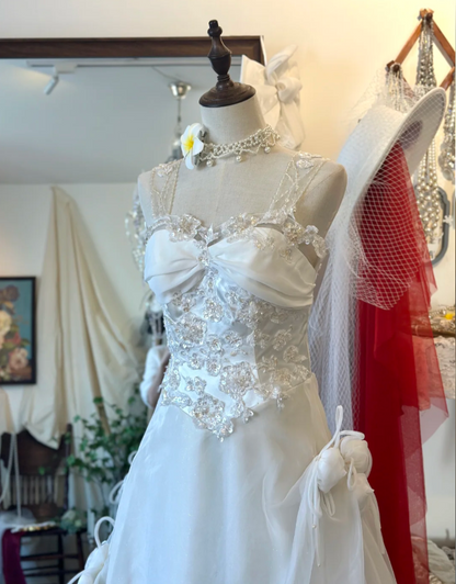 Elegant Camellia White Strap Sequined Floor-Length Wedding Dress P2930
