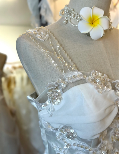 Elegant Camellia White Strap Sequined Floor-Length Wedding Dress P2930