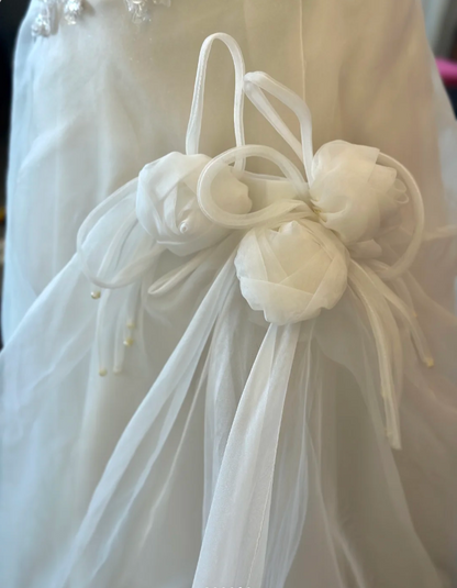 Elegant Camellia White Strap Sequined Floor-Length Wedding Dress P2930