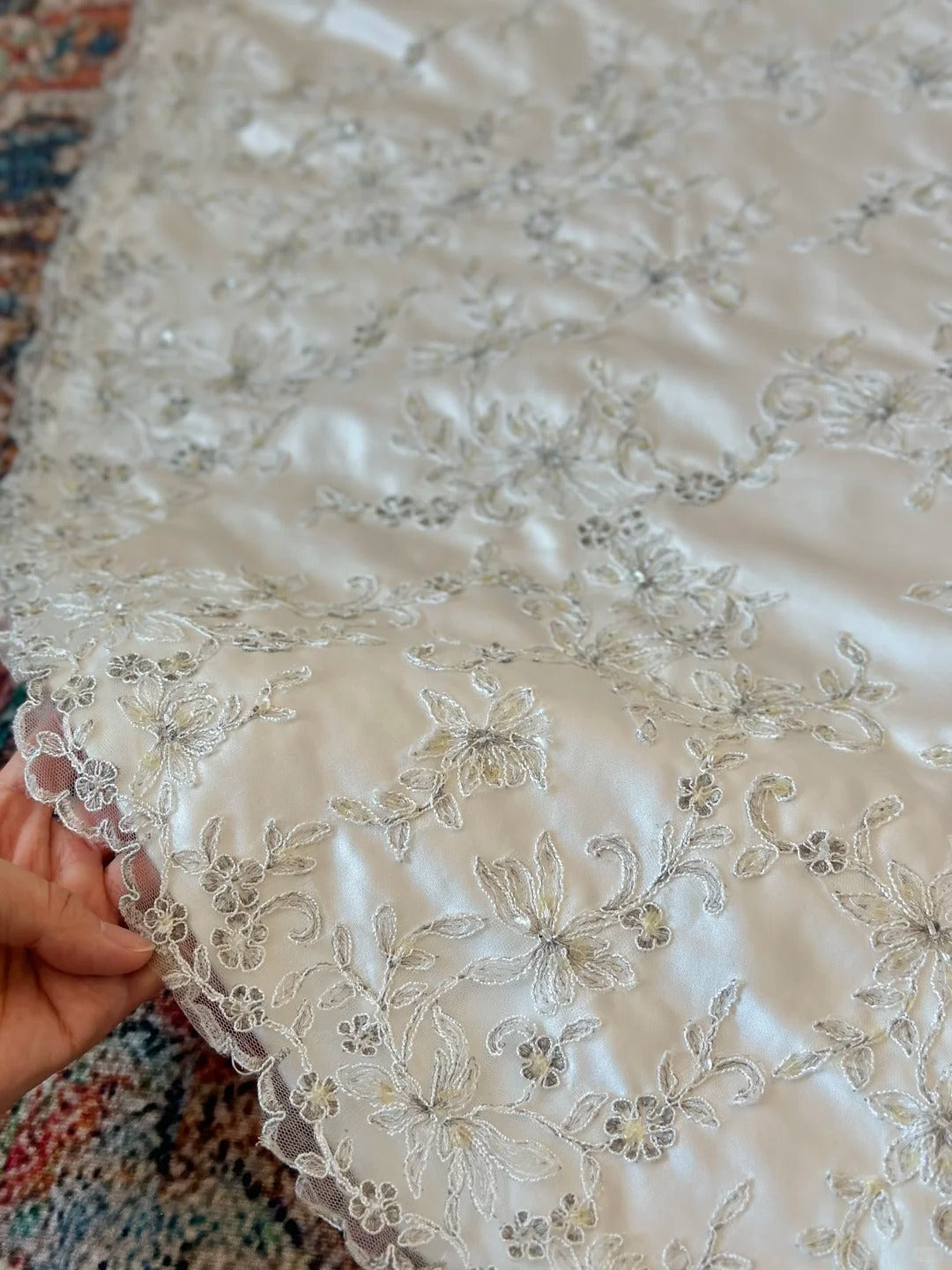 Vintage Thick Satin Embroidered Mermaid Sweetheart Neckline Wedding Dress P2947