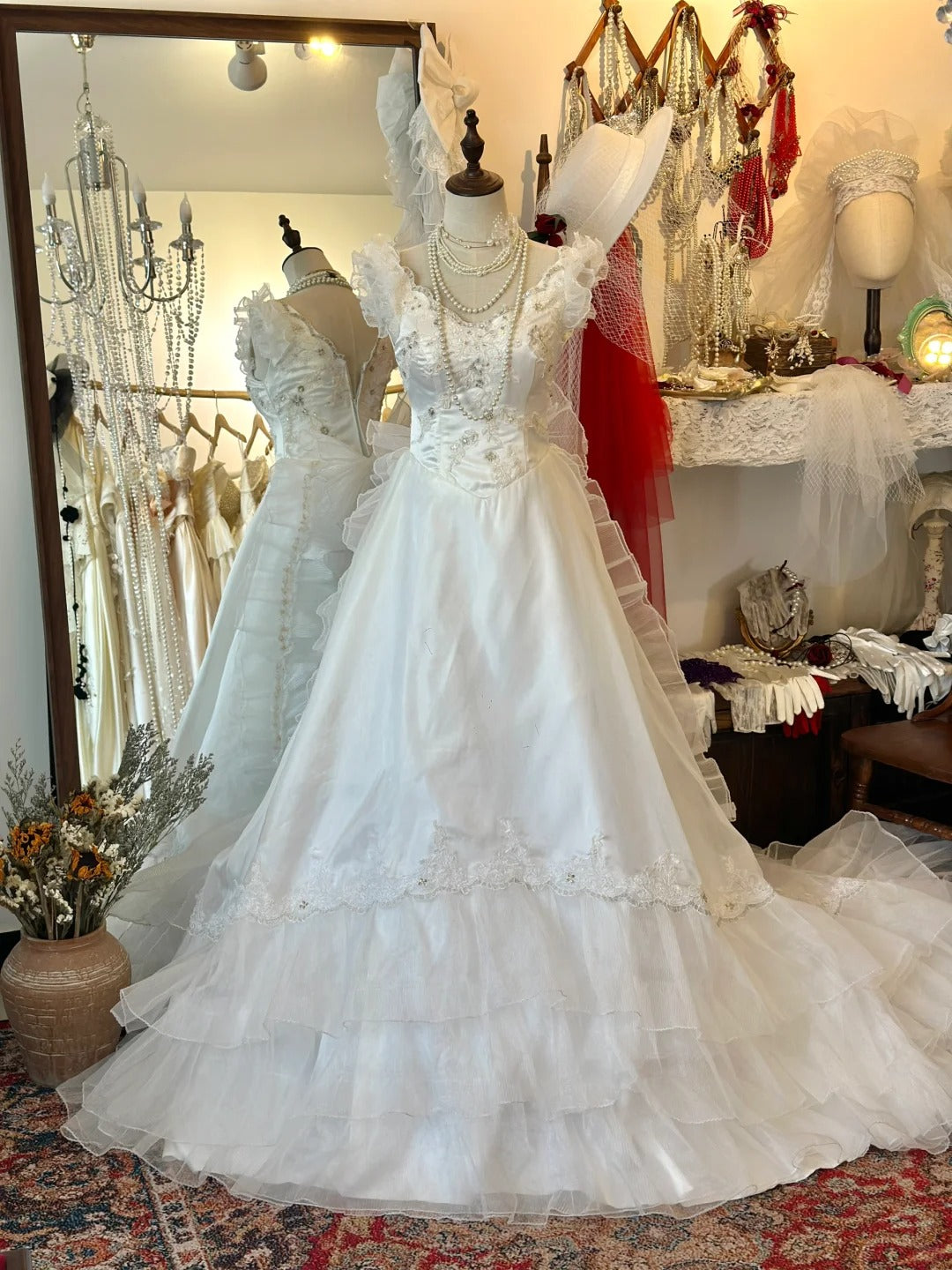 Shoulder Princess Bow Tulle Floor-Length Wedding Dress P2951