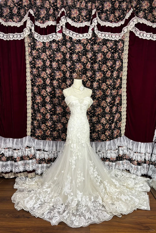 Elegant One Shoulder High Skirt Mermaid Lace Wedding Dress P2991