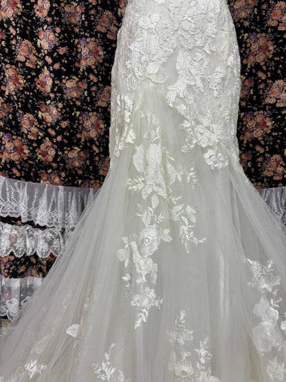 Elegant One Shoulder High Skirt Mermaid Lace Wedding Dress P2991