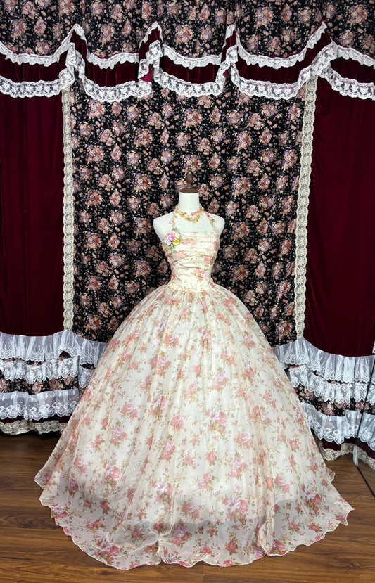 Super Fairy Rose Manor Full Flower Stem Strapless Floor-Length Wedding Dress P2995