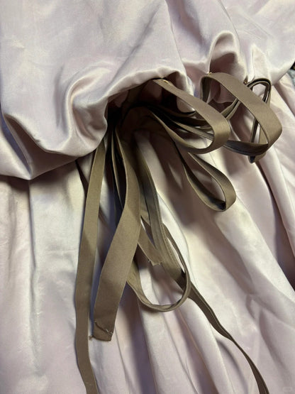 Taro Purple Strapless Satin Flower Bud Open Back Wedding Dress with Train P3024