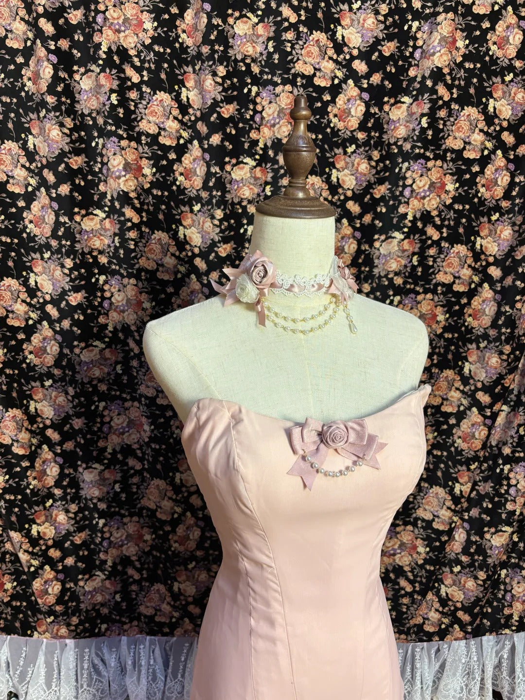 Gentle Pink Strapless Satin Tulle Mermaid Wedding Dress with Train P3045