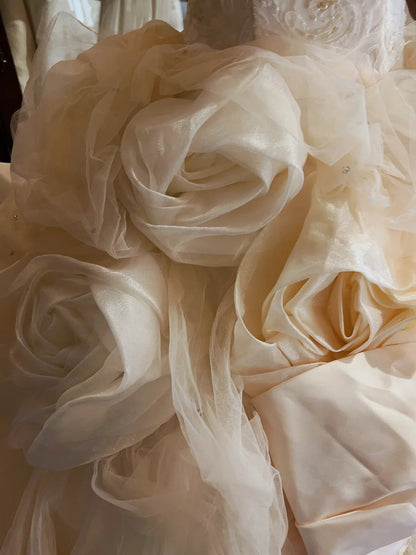 Princess Fishbone Tube Top Heavy Bow Rose Floor-Length Wedding Dress P3063