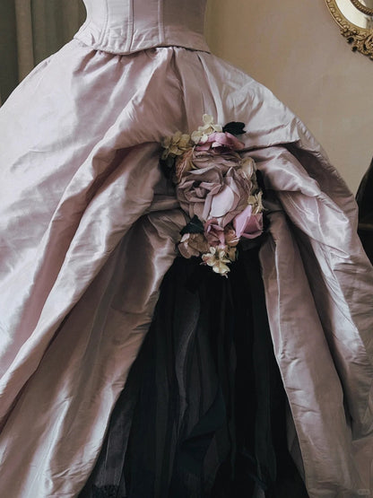 Dreamy and Elegant Lilac Strapless Herringbone 3D Flower Floor-length Wedding Dress P3066