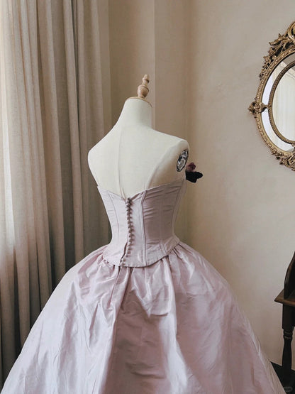 Dreamy and Elegant Lilac Strapless Herringbone 3D Flower Floor-length Wedding Dress P3066