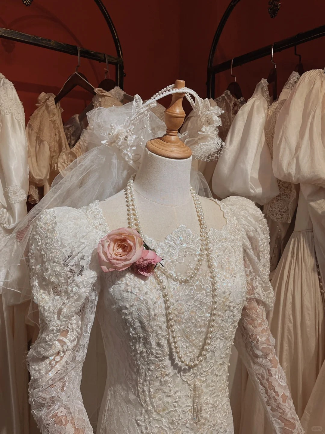 Roman Holiday Long Sleeve Lace Button Mermaid Train Wedding Dress P3080