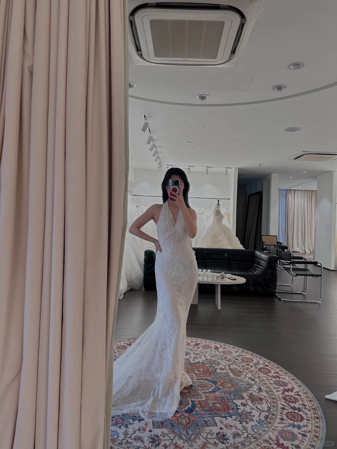 Sexy Lace Halter V-Neck Mermaid Train Wedding Dress P3093