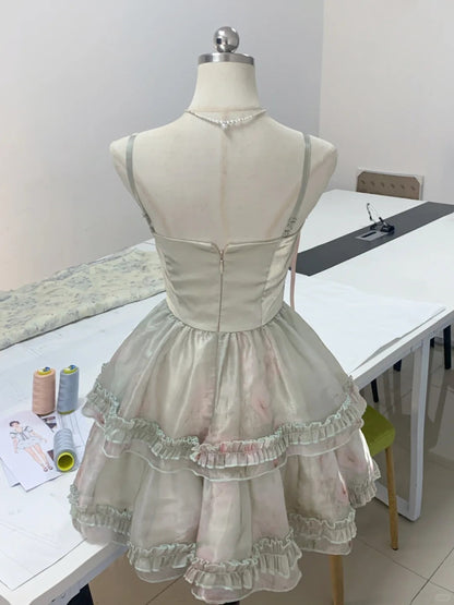 Chic Grey Halter Neck Lace Waist A-Line Homecoming Dress P3169