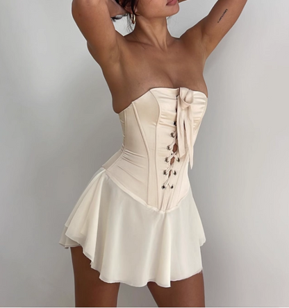 Sexy hot girl lace up tube top birthday party homecoming dress P3201