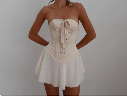 Sexy hot girl lace up tube top birthday party homecoming dress P3201