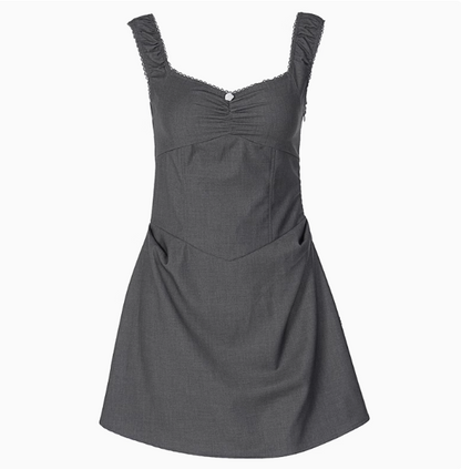 Hot Girl Waist One Shoulder Gray Mini Birthday Party Homecoming Dress P3226