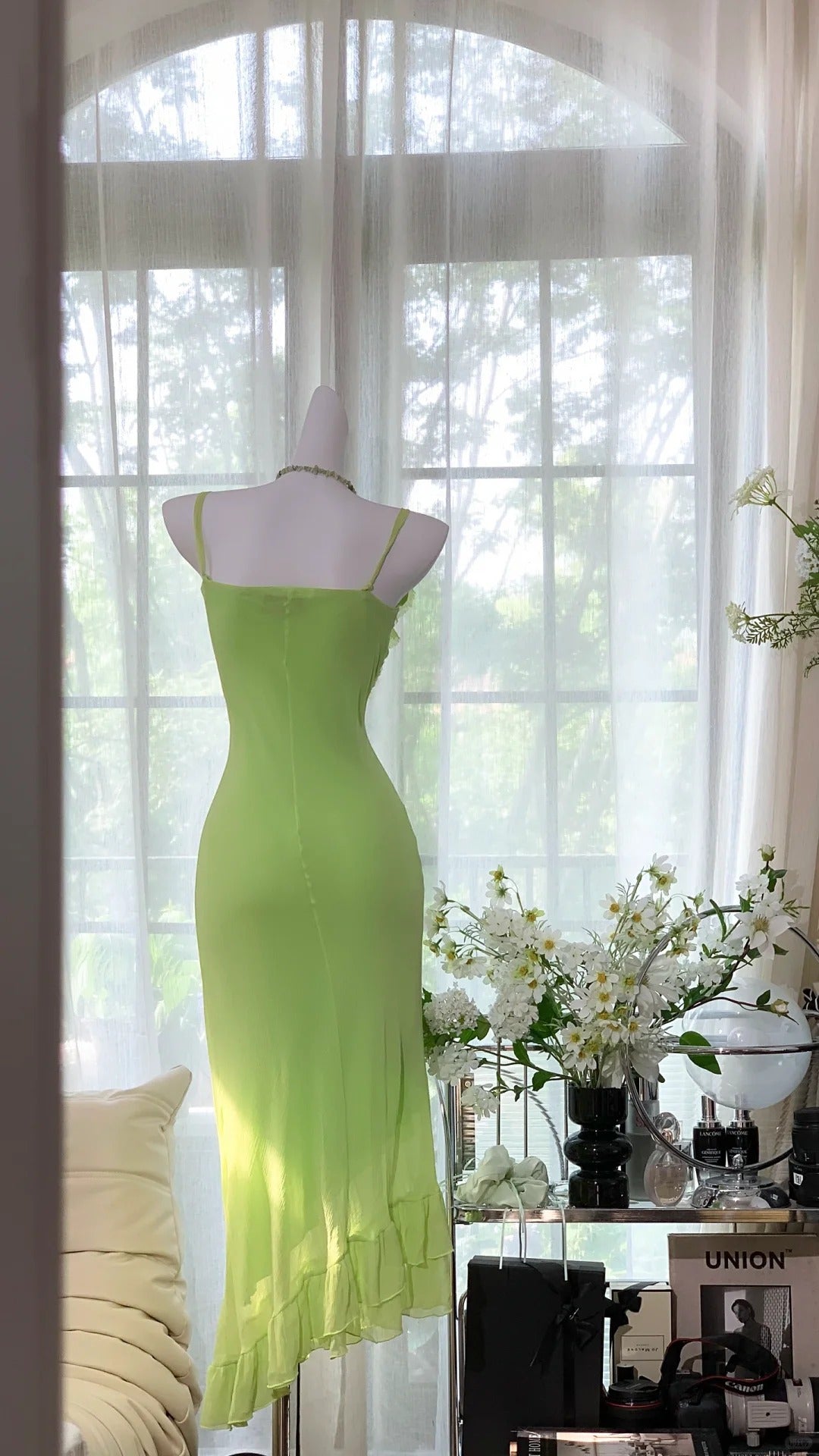 Simple Green Chiffon Mermaid Irregular Skirt Prom Dress P3257