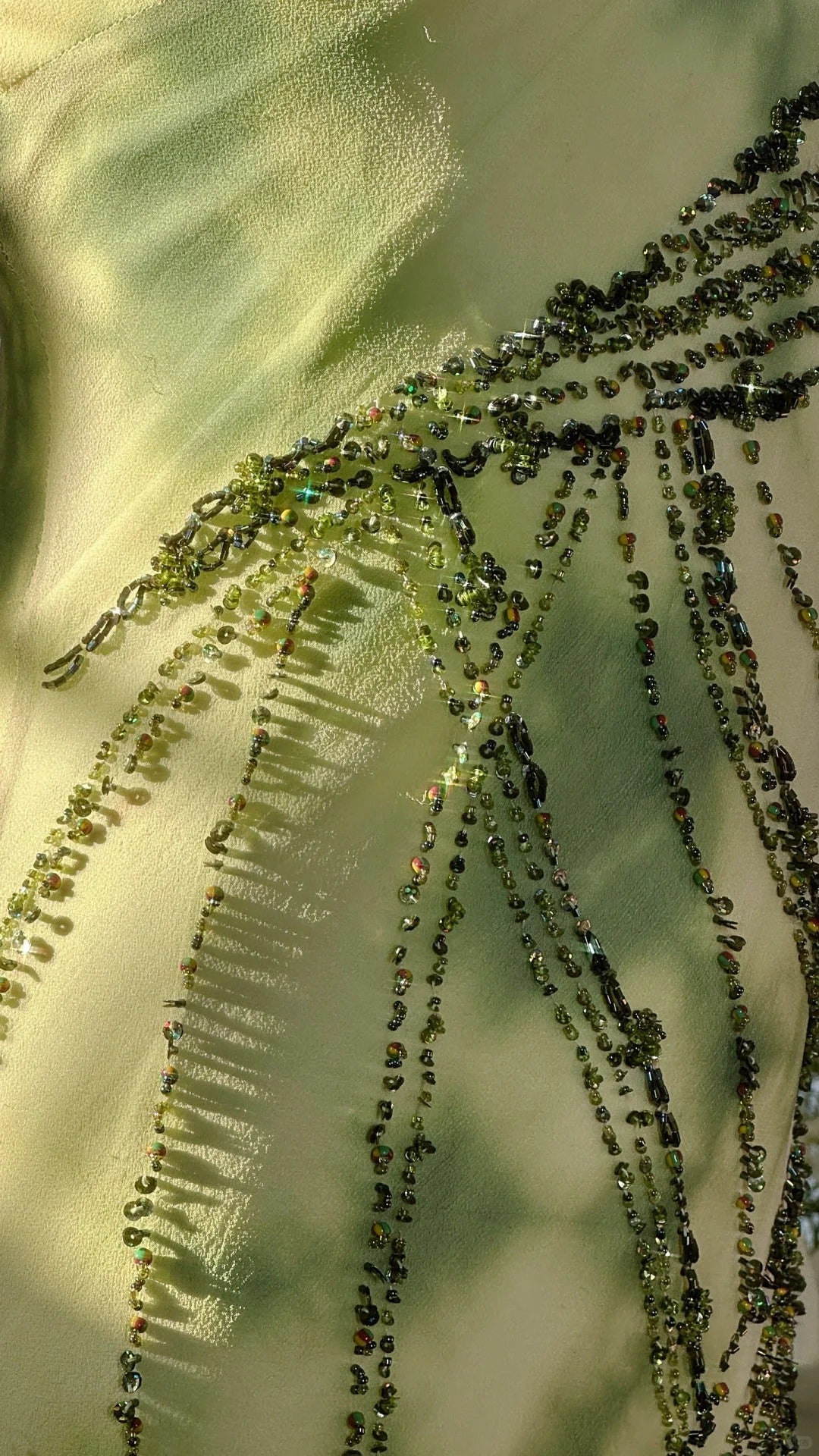 Fresh Rendering Green Beaded Chiffon Irregular Skirt Prom Dress P3289