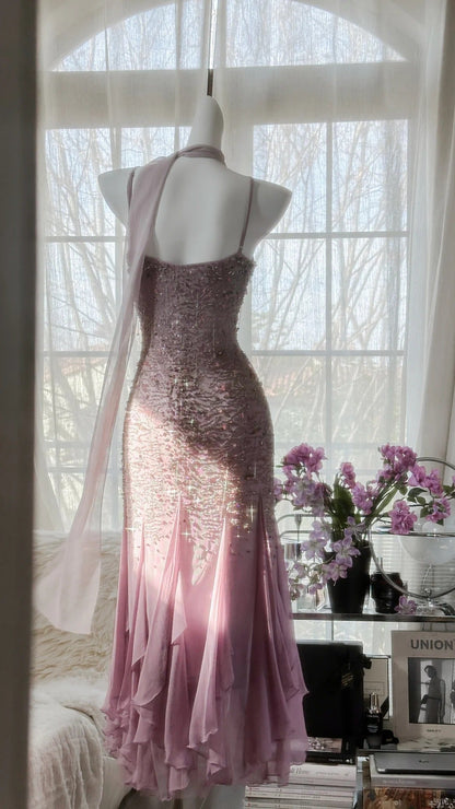 Stunning Purple Chiffon Beaded Prom Dress P3301