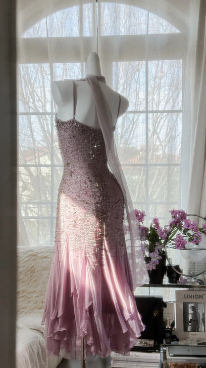 Stunning Purple Chiffon Beaded Prom Dress P3301