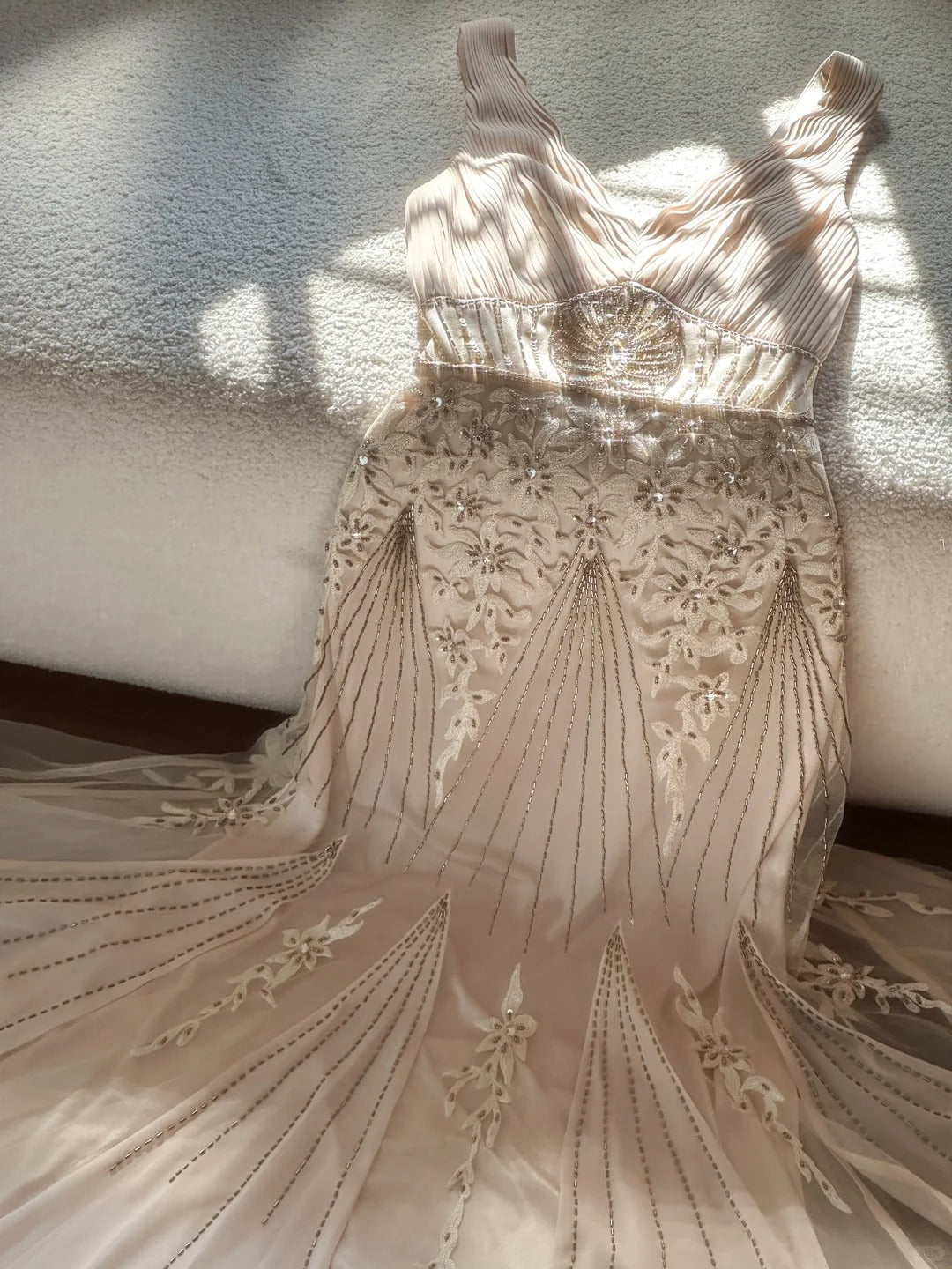 Vintage Palace V-neck Beaded Chiffon Long Prom Dress P3341