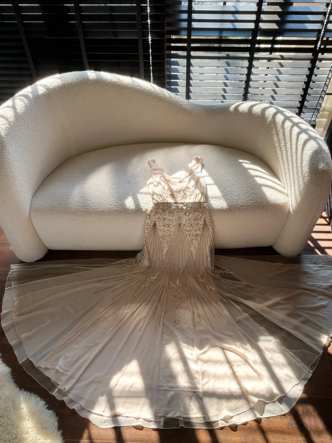 Vintage Palace V-neck Beaded Chiffon Long Prom Dress P3341