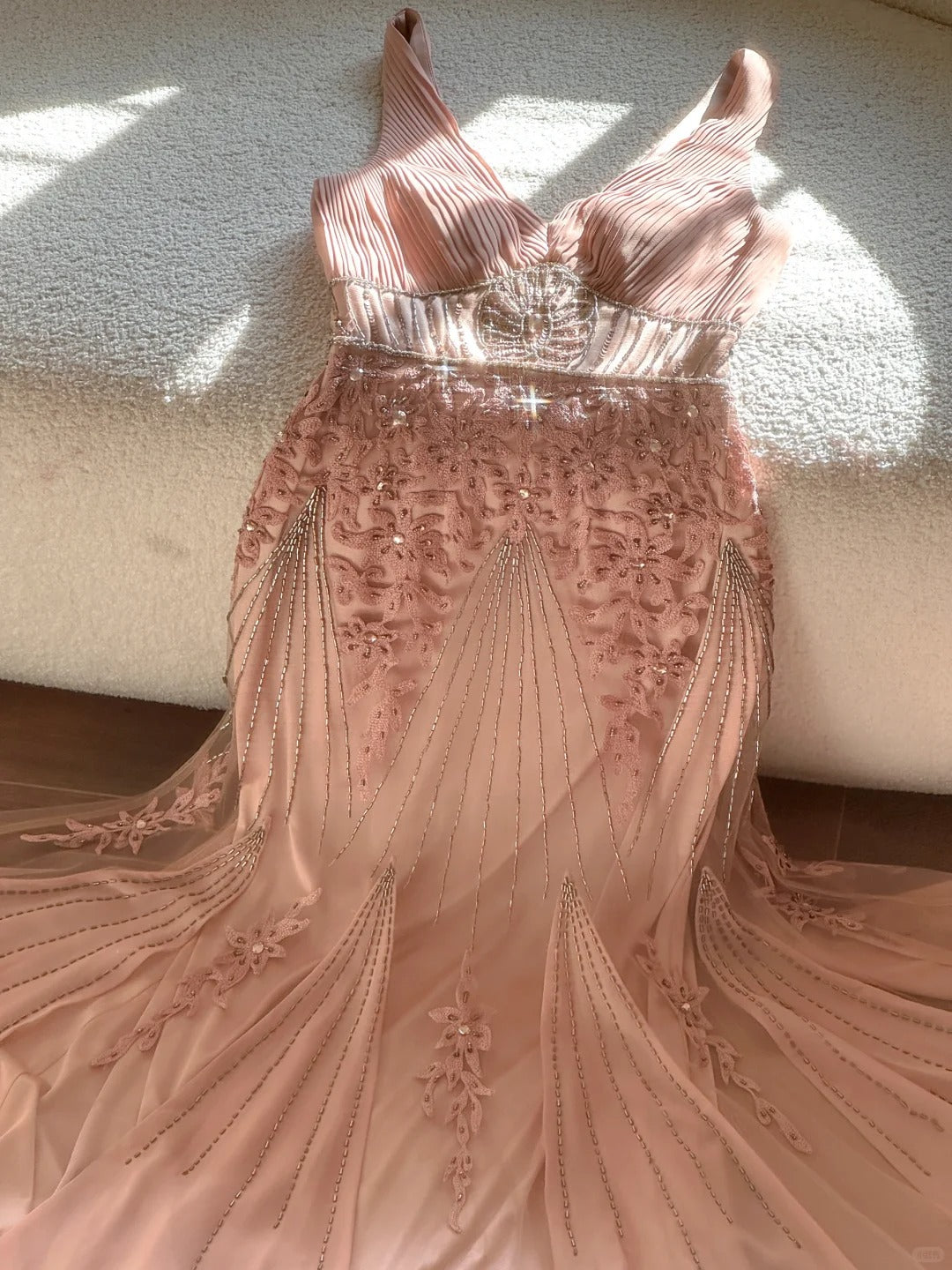 Vintage Palace V-neck Beaded Chiffon Long Prom Dress P3341