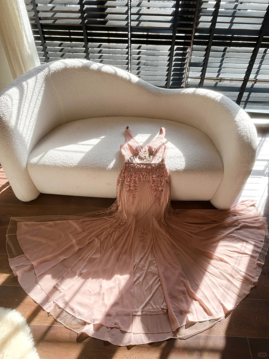 Vintage Palace V-neck Beaded Chiffon Long Prom Dress P3341