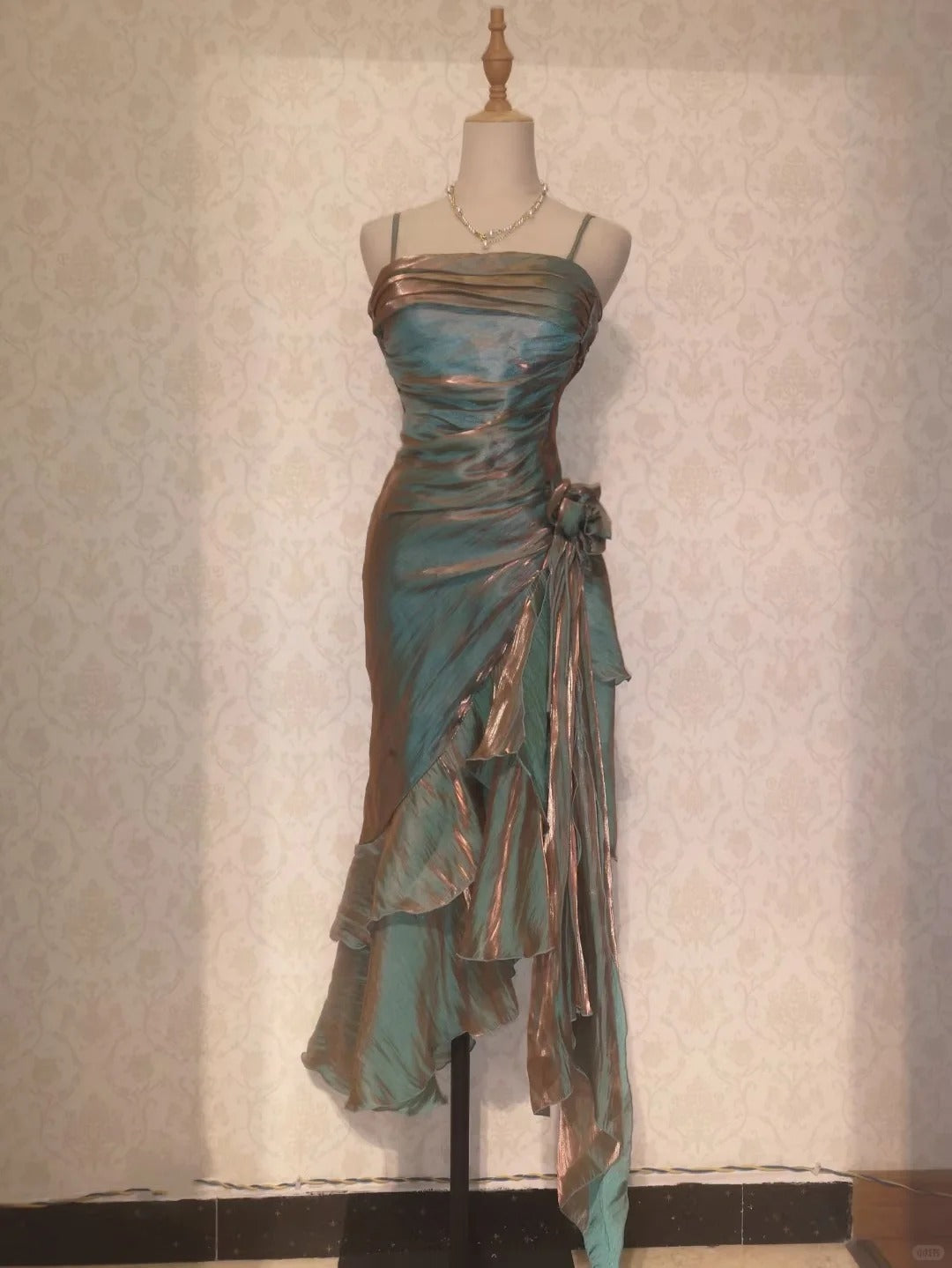 Beautiful Mermaid Spaghetti Strap Ice Blue Irregular Skirt Homecoming Dress P3365