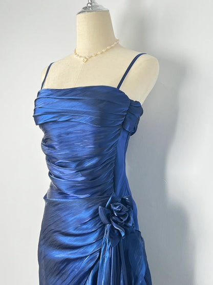 Beautiful Mermaid Spaghetti Strap Ice Blue Irregular Skirt Homecoming Dress P3365