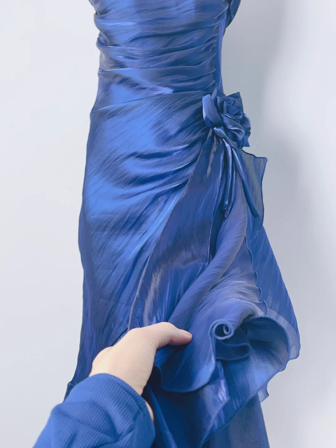 Beautiful Mermaid Spaghetti Strap Ice Blue Irregular Skirt Homecoming Dress P3365