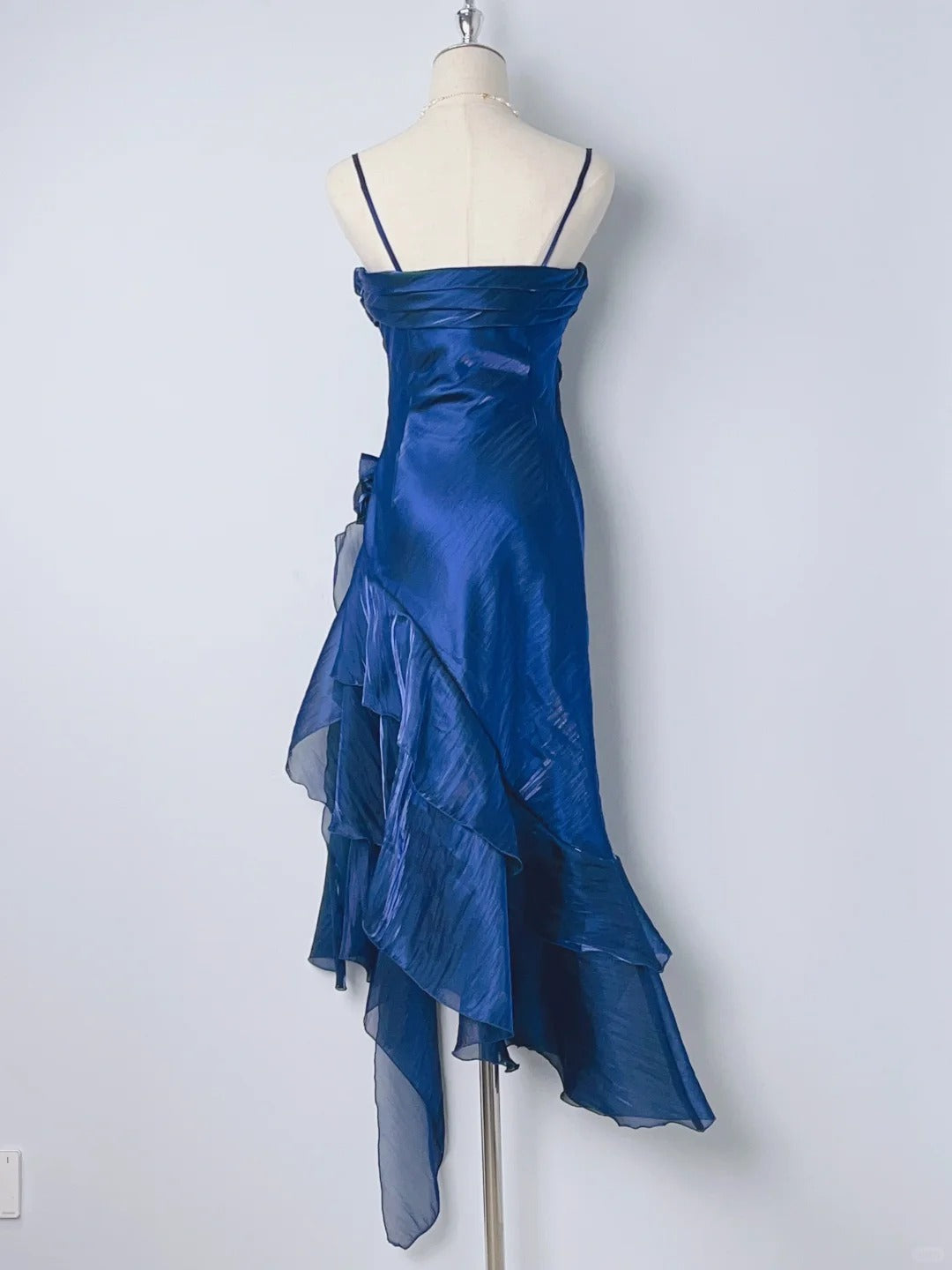 Beautiful Mermaid Spaghetti Strap Ice Blue Irregular Skirt Homecoming Dress P3365